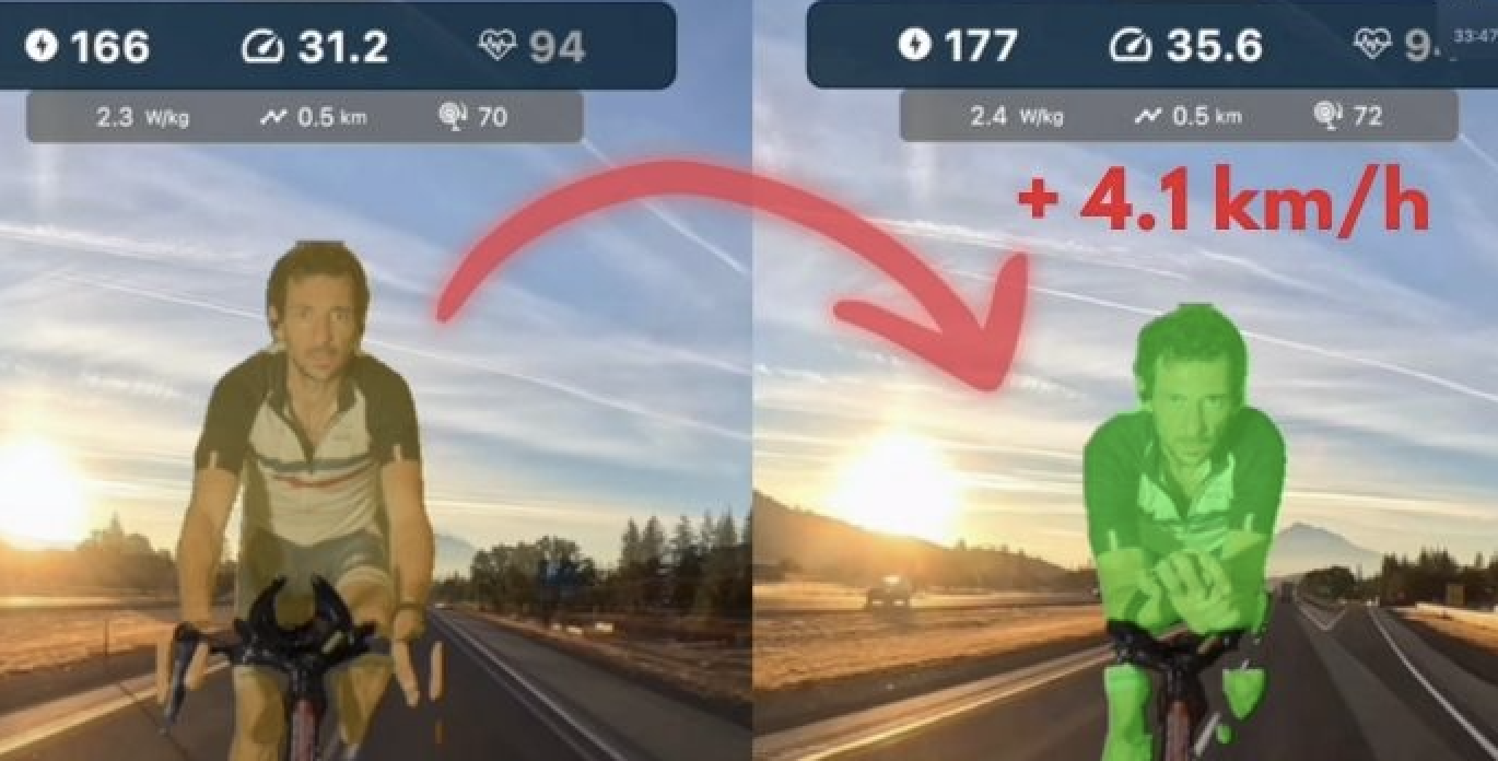 Comparación antes-después AeroX: +4,1 km/h ganados gracias a la optimización aerodinámica